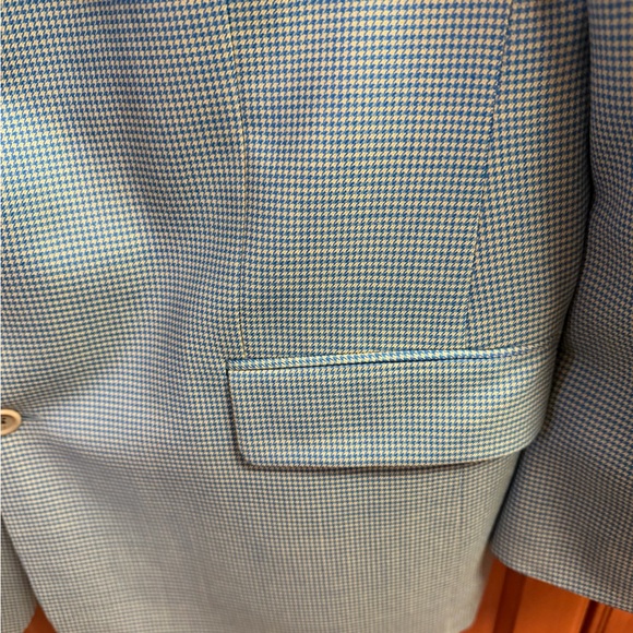 Hugo Boss Corleone 100% Wool Sport Coat Blazer BlueTan Micro Houndstooth Mens44R - Picture 3 of 10